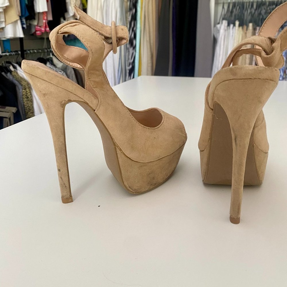 Tan super tall sexy platform heels